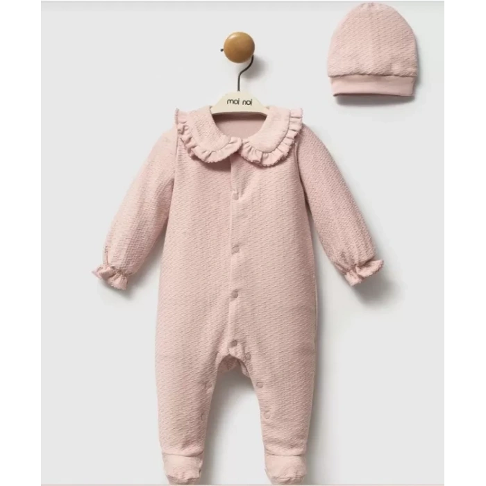 Üreticiniz Pudra Girls Şapkalı Tulum Mnb1315 Pudra
