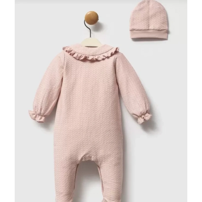 Üreticiniz Pudra Girls Şapkalı Tulum Mnb1315 Pudra
