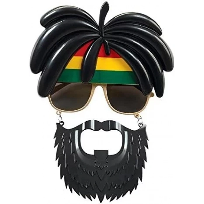 Üreticiniz Rasta Peruklu Rasta Sakallı Bob Marley Bıyıklı Parti Gözlüğü 27x18 Cm