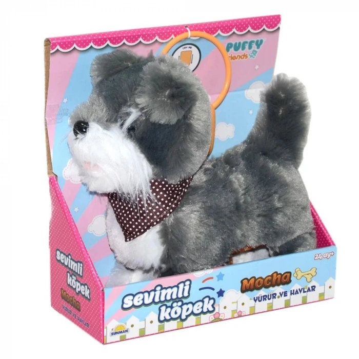 Üreticiniz S00002859 Yürüyen Sevimli Peluş Köpek Gri-sun