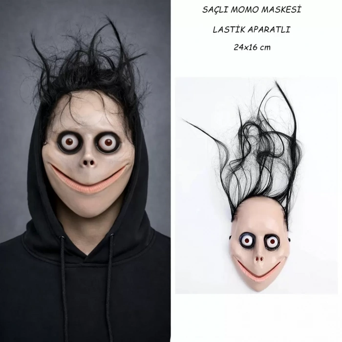 Üreticiniz Saçlı Momo Korku Maskesi 24x16 Cm