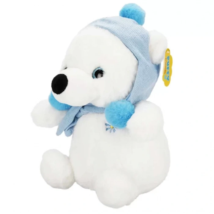 Üreticiniz Şapkalı Ve Atkılı Peluş Kutup Ayısı 30 Cm S00004773