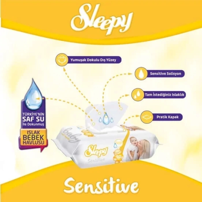 Üreticiniz Sensitive Islak Havlu Mendil 90 Adet