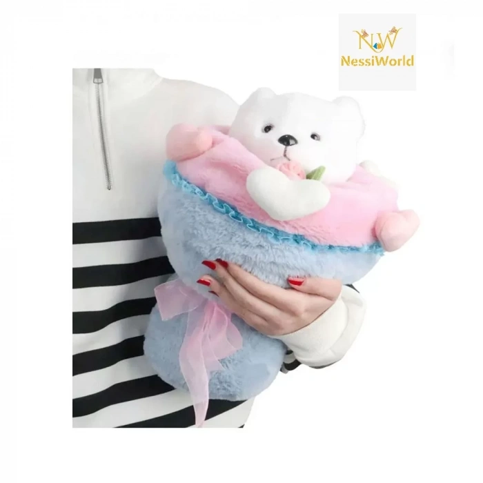 Üreticiniz Sevgi Buketi Peluş Ayıcıklı Peluş Çiçek Buketi 40 Cm