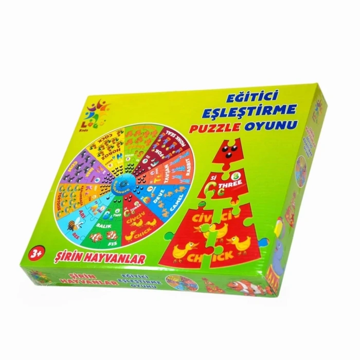 Üreticiniz Şirin Hayvanlar İngilizce Eğitici Puzzle