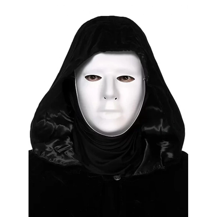 Üreticiniz Siyah Kapüşonlu 120 Cm Pelerin Ve Beyaz Boyanabilir Tam Yüz Maske