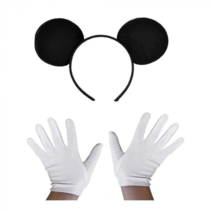 Üreticiniz Siyah Mickey Mouse Tacı Ve Beyaz Eldiven Seti