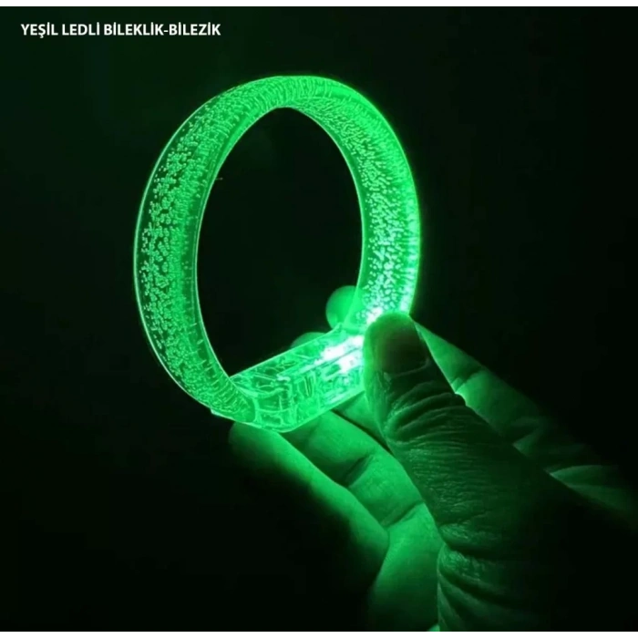 Üreticiniz Yeşil Led Işıklı Baskı Yapılabilen Pilli Bileklik Bilezik 1,5 Cm Genişlik