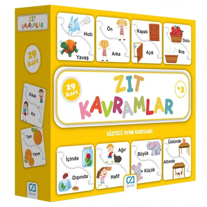 Üreticiniz Zıt Kavramlar Eğitici Oyun Kartları