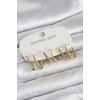 316L Çelik Gold Renk 6lı Set Geometrik Model Kadın Küpe
