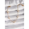 316L Çelik Gold Renk Beyaz Baby Boy Yonca Model Kadın Bileklik