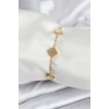 316L Çelik Gold Renk Beyaz ve Zirkon Taşlı Baby Boy Yonca Kadın Bileklik