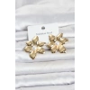 316L Çelik Gold Renk İncili Lotus Model Kadın Küpe