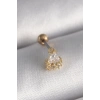 316L Çelik Gold Renk Üçgen Zirkon Taşlı Tragus Piercing