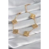 316L Çelik Gold Renk Yonca Model İşleme Detay Kadın Bileklik