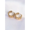 316L Çelik Gold Renk Zirkon Taşlı Minimal Model Halka Küpe