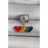 316L Çelik Gümüş Renk Renkli Sallantı Kalp Model Nomination Charm