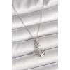 316L Çelik Gümüş Renk Zincir Zirkon Taş Detaylı Çapa Model Kadın Kolye