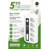 5’li Akım Korumalı Priz 2500w | 2 Usb + 2 Type-c Hızlı Şarj | Led Gece Lambalı | Dokunmatik Beyaz
