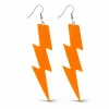 80’ler 9039lar Retro Neon Turuncu Şimşek Küpe 10 Cm