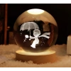 Dekoratif Küçük Prens Tasarımlı Ahşap Altlıklı Işıklı Cam Küre Cam:6cm Ahşap:2cm