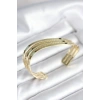 Eğik Şerit Model Gold Renk Pirinç Kadın Bileklik