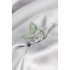 Gümüş Renk Su Yeşili Kelebek Model Zirkon Taşlı Kadın Yüzük