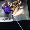 Lüks Taşlı Saplı Maskeli Balo Maskesi Mor Renk 35 Cm