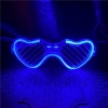 Mavi Led Işıklı Kalp Gözlük – 3 Modlu Parti  Glow Gözlüğü