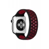 Newface Apple Watch 38mm Ayarlı Delikli Silikon Kordon - Siyah-kırmızı