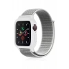 Newface Apple Watch 38mm Hasırlı Cırtcırtlı Kasalı Kordon - Beyaz