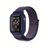Newface Apple Watch 38mm Hasırlı Cırtcırtlı Kasalı Kordon - Lacivert-mürdüm