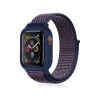 Newface Apple Watch 38mm Hasırlı Cırtcırtlı Kasalı Kordon - Lacivert-mürdüm