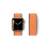 Newface Apple Watch 38mm Hasırlı Cırtcırtlı Kordon - Lacivert-turuncu