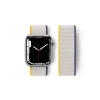Newface Apple Watch 38mm Hasırlı Cırtcırtlı Kordon - Sarı-beyaz