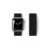Newface Apple Watch 38mm Hasırlı Cırtcırtlı Kordon - Siyah