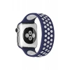 Newface Apple Watch 42mm Ayarlı Delikli Silikon Kordon - Lacivert-beyaz