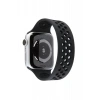 Newface Apple Watch 42mm Ayarlı Delikli Silikon Kordon - Siyah-siyah