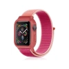 Newface Apple Watch 42mm Hasırlı Cırtcırtlı Kasalı Kordon - Pudra