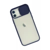 Newface iPhone 12 Kılıf Palm Buzlu Kamera Sürgülü Silikon - Lacivert