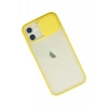 Newface iPhone 12 Kılıf Palm Buzlu Kamera Sürgülü Silikon - Sarı