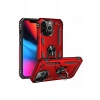 Newface iPhone 13 Pro Max Kılıf Sofya Yüzüklü Silikon Kapak - Kırmızı