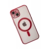 Newface iPhone 14 Plus Kılıf Magneticsafe Lazer Silikon - Kırmızı