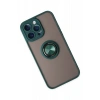Newface iPhone 14 Pro Max Kılıf Montreal Yüzüklü Silikon Kapak - Yeşil