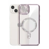 Newface iPhone 15 Kılıf Joke Simli Magneticsafe Kılıf - Derin Mor