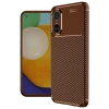 Newface Oppo A38 Kılıf Auto Focus Karbon Kapak - Kahverengi
