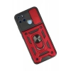 Newface Realme C25Y Kılıf Pars Lens Yüzüklü Silikon - Kırmızı