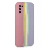 Newface Samsung Galaxy A03S Kılıf Ebruli Lansman Silikon - Pembe-Lila