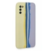 Newface Samsung Galaxy A03S Kılıf Ebruli Lansman Silikon - Sarı-Lila