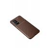 Newface Samsung Galaxy A52 Kılıf Auto Focus Karbon Kapak - Kahverengi